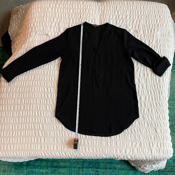 🌟Timing Black Button Front Tunic Blouse Women’s Size Large Roll Tab Sleeve - Picture 5 of 10